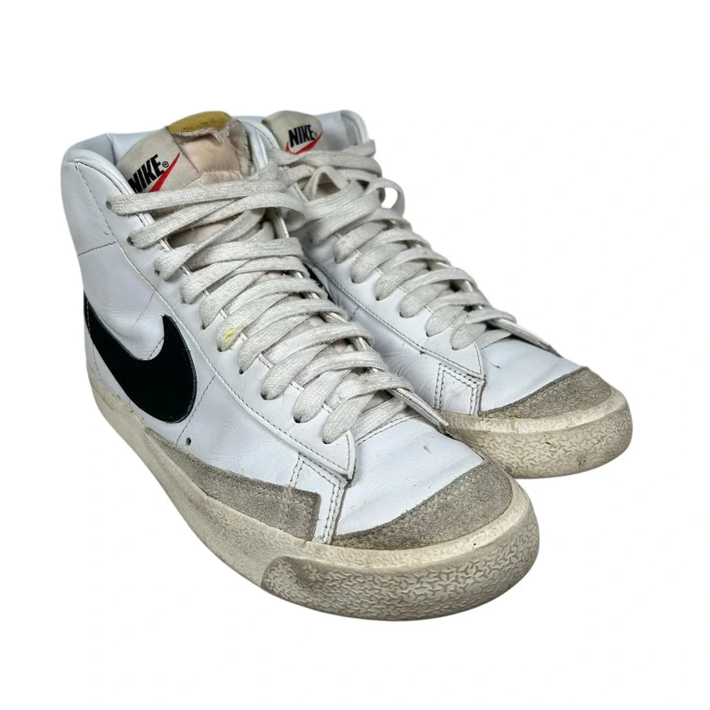 Nike Women's Blazer Mid '77‎ White Black Leather Shoes CZ1055-100 Size 8.5